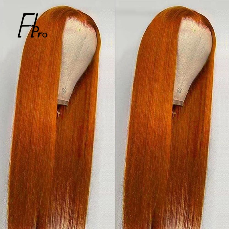 Ginger Orange Color 13×4 Lace Front Wig Straight Human Hair Wigs